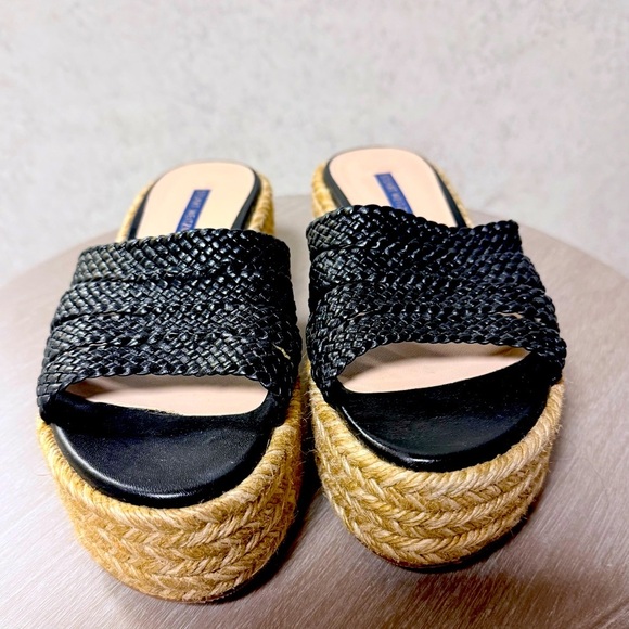 STUART WEITZMAN 38 WOMENS BLACK ROPED SLIP ON SUMMER VACATION SUNDRESS SANDALS - Picture 1 of 10